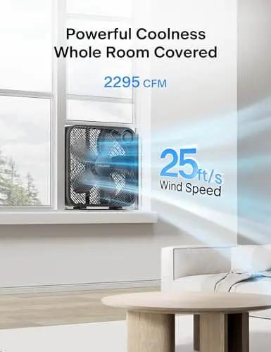 Go To Box Fan For Bedroom And Living Areas With 3 Speed Settings And 2295 CFM Airflow, Lightweight 5 Blade Design In Window