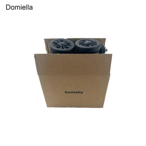 Box containing 2 Pack Luggage Replacement Wheels Universal Suitcase Swivel Casters Rubber Wheels Repair Kit 55mm Diameter Durable Wear Resistant Load Bearing For Replacing Damaged Or Worn Out Luggage Wheels And Castors.