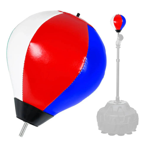 Image of Speed Ball For Boxing Training With Universal 8mm Screw Replaceable Spare Sandbag Realistic 6.69 By 9.8 Inch Ball, colorful blue white red, close-up focus