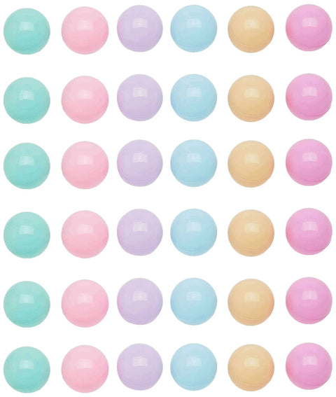 BPA Free Crush-Proof Plastic Ball Pit Balls, pastel colors arranged in rows for toddlers and kids 12+ months, pack of 400 balls