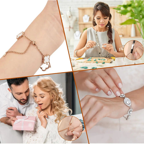 Two Pack Bracelet Helper Tools For Easy One Handed Jewelry On And Off Portable Clip And Hook Fasteners in use
