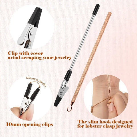Close-up of Two Pack Bracelet Helper Tools For Easy One Handed Jewelry On And Off Portable Clip And Hook Fasteners by Vnsuyo