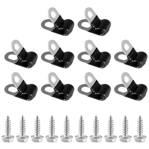 10 Pcs 3/16 Inch Brake Line Clips 304 Stainless Steel Rubber Coated Insulated Cable Clamps For Automotive Industrial Outdoor And Household Use Self Tapping Screws Included Durable Clamp For Secure Routing Of 3/16 Tube And Wires In Cars