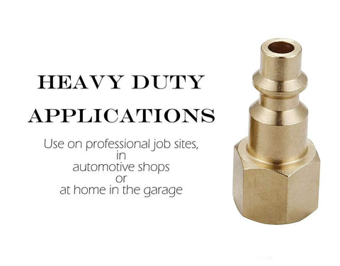 Industrial Type D 1/4-Inch NPT Brass Air Hose Fittings And Quick Connect Coupler Plug Kit, FNPT Female, heavy-duty application