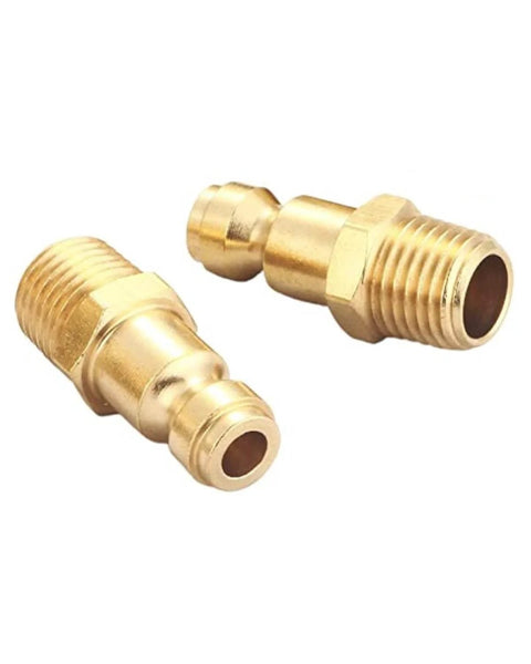 Brass One Quarter Inch NPT Male Air Hose Quick Connect Adapter Kit For Type C Automotive Couplers, Pro Grade Air Compressor Fittings
