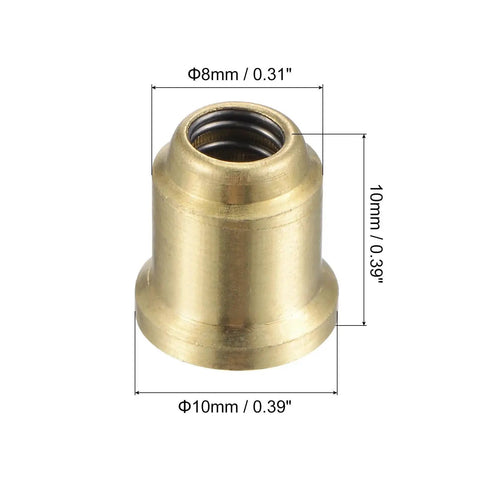 Brass Push Button Flange Oil Cup 8mm Ball Oiler for Lubrication Systems, showing dimensions of 8mm and 10mm.