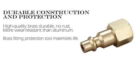 Industrial Type D 1/4-Inch NPT Brass Air Hose Fittings And Quick Connect Coupler Plug Kit, FNPT Female, Solid Brass 2-Piece Set