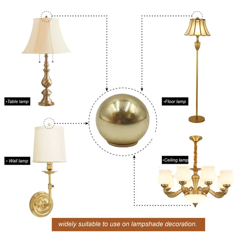 Brass Ball Lamp Finials Caps Knob 20mm Round Solid Screw Cap Cover With Reducing Adapter 19x18mm Brass Tone Finial Set