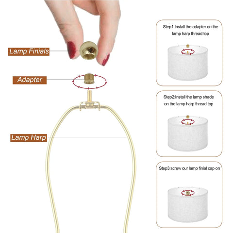 Brass Ball Lamp Finials Caps Knob 20mm Round Solid Screw Cap Cover With Reducing Adapter installation guide on lamp harp