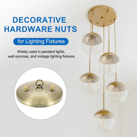 Brass Ball Finial Nuts Kit For Lighting Fixtures M3 M4 M5 M6 Threaded Cap Nuts shown in pendant light display