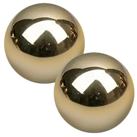 2Pcs Brass Exercise Ball 1.5 Inch Golden Solid Copper Metal Baoding Balls for Hand Therapy Stress Relief, Chinese Kung Fu Massage Acupressure Tool