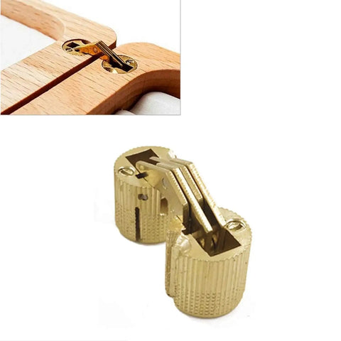 12 Pcs Brass Barrel Hinges For Concealed Cabinets 10mm Hidden Hinges With 180 Degree Opening installed in wood