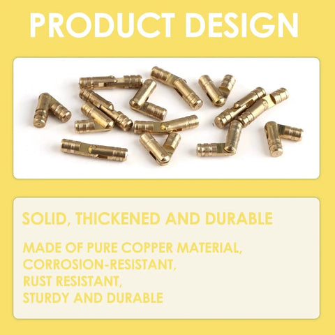 Hidden Concealed Brass Barrel Hinges For Wooden Jewelry Boxes And Keepsake Cases With Invisible Cylinders For Small Cabinet Doors 20mm 32 Pack DIY Friendly Built From Solid Brass For Long Life Corrosion And Tarnish Resistance By Nextpal displayed on a yellow background