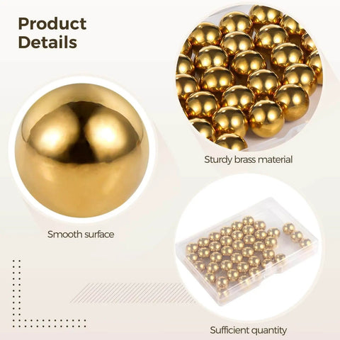 40 Piece Brass Bearing Balls Set Half Inch Diameter With Polished Surface Corrosion Resistant Includes Clear Storage Box