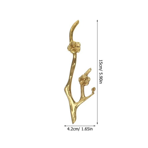 Brass Flower Branch Cabinet Handle 5.91 Inch Blossom Drawer Pull Knob For Dresser Cupboard Wardrobe Vintage Style, front view