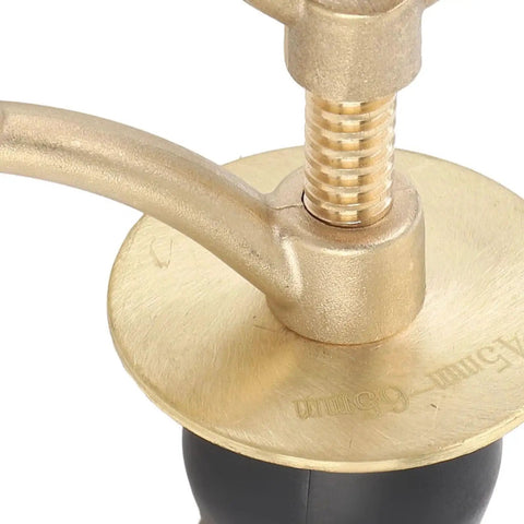 Close-up of brass boat deck drain plug with rubber gasket and threaded stem