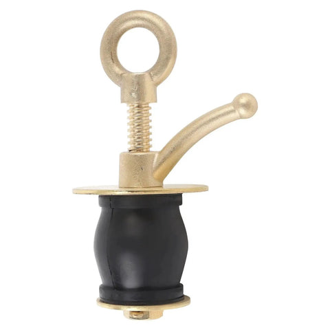 Keenso brass deck drain plug for ship deck drainage holes with rubber seal and locking lever, front view