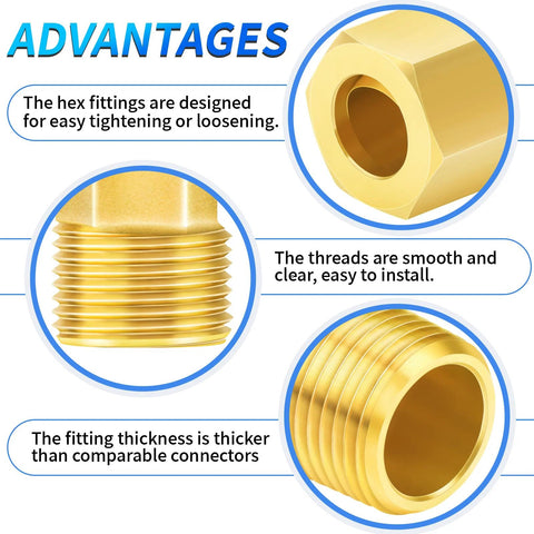 Close-up view of Brass Compression Tube Fitting 3/16 Inch Tube OD to 1/8 Inch NPT Male 90 Degree Elbow Connector showing detailed threading and design.
