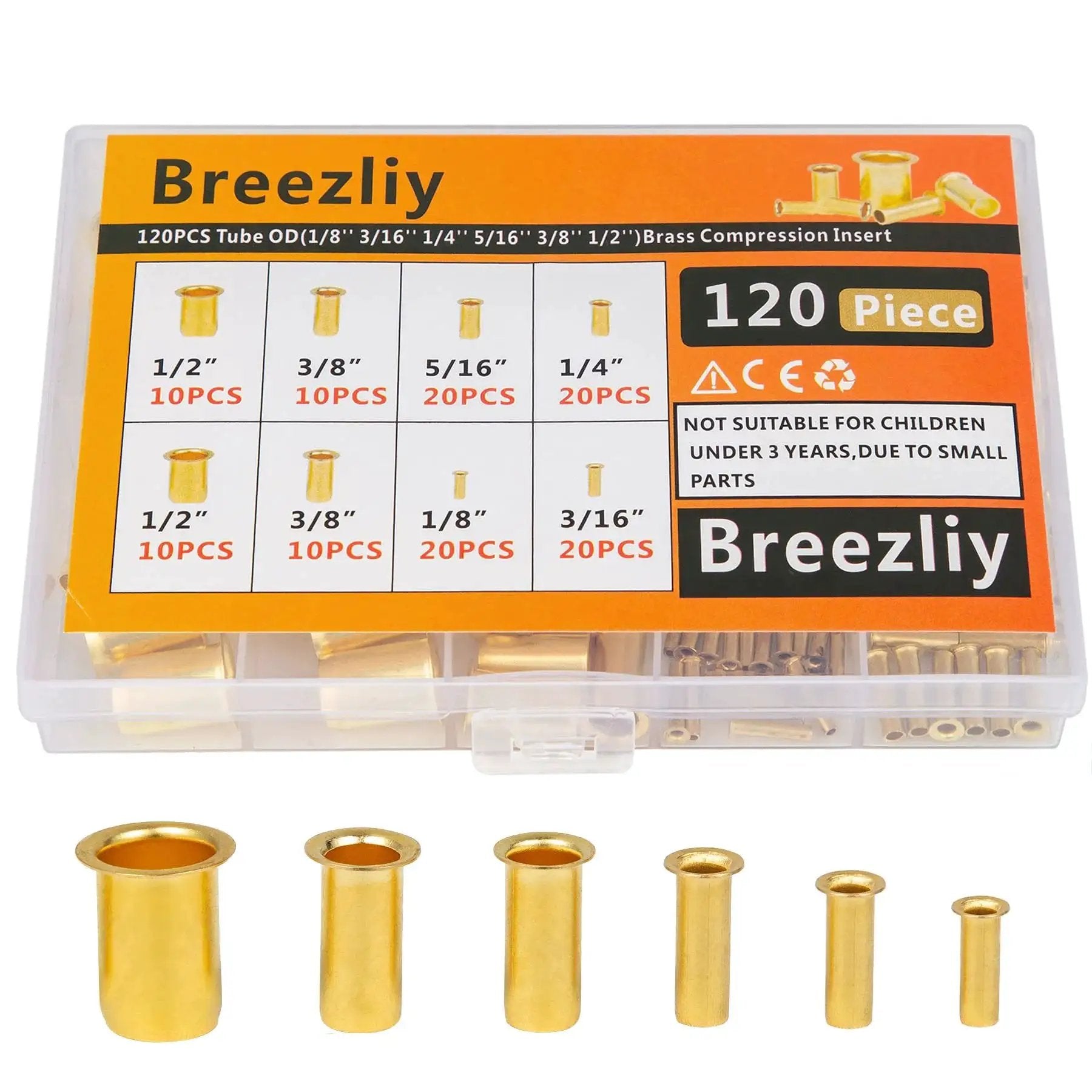 120-Piece Brass Compression Insert And Sleeve Fitting ...