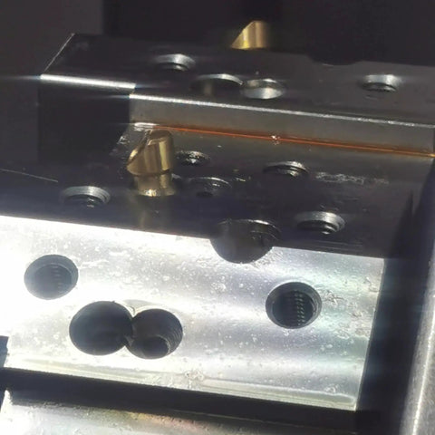 10 Pack M5 Brass Ball Coolant Nozzles With Screw Lock for CNC lathes installed on metal surface