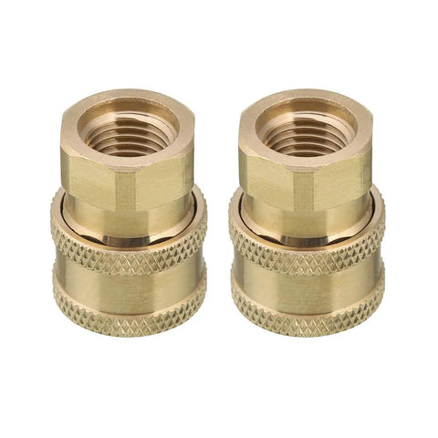 Two brass pressure washer couplers with knurled grip, 1/4 in quick-connect to female NPT, 5000 PSI (2-pack)