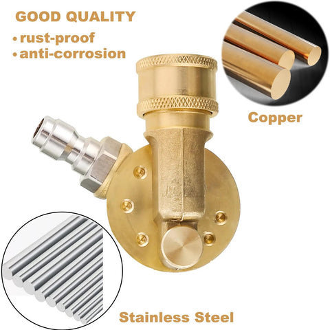 Lucstar radiator cleaning wand with quick-connect pivoting coupler for pressure washers; brass body