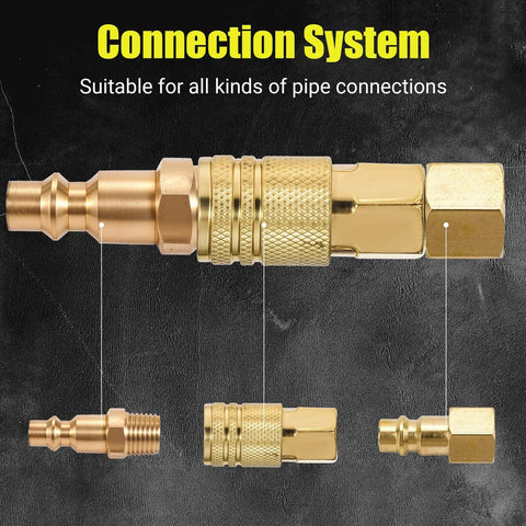 20 Pack One Quarter Inch Brass Female Industrial Couplers Bulk Kit For Air Hoses And Quick Connects, NPT Internal Fittings, 300 PSI Max