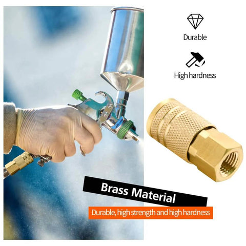 10 Pack 1/4-Inch Brass Female Industrial Couplers Quick Connectors For Air Hose Fittings NPT Female in use with air tool