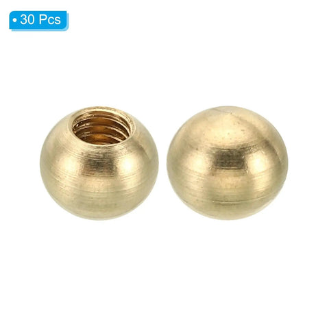 Brass Ball Lamp Finial M6x1 Thread Cap Nuts Knob Set 30 Pack, smooth metal finish, close-up view of brass finials.
