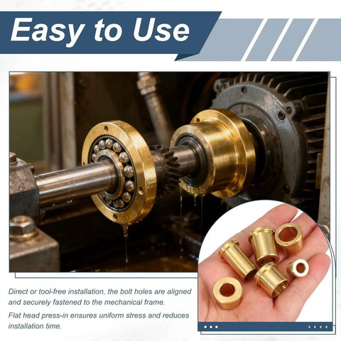 Three Piece Brass Flange Bearings Set With Self Lubricating Sleeve Bushings installed in machinery, durable corrosion resistance