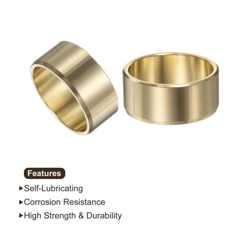 Two Pieces Flanged Sleeve Bearing Brass Alloy Oilless Bushing For Equipment And Machinery Use Gold Color shown with features