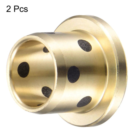 Flanged Sleeve Bearing Set 12mm Bore 15mm Outer Diameter 15mm Length Flange Diameter 21mm Flange Thickness 3mm Brass Graphite Self Lubricating Oilless Bushing 2 Pieces