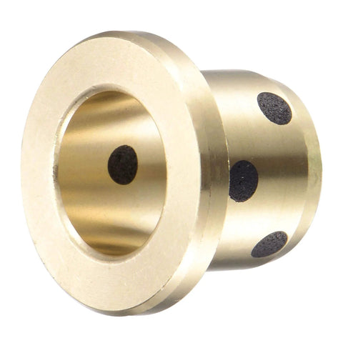 Flanged Sleeve Bearing Set 12mm Bore 15mm Outer Diameter 15mm Length Flange Diameter 21mm Flange Thickness 3mm Brass Graphite Self Lubricating Oilless Bushing