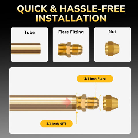 KAINGA brass tube fitting: 3/8 in male flare to 1/2 in NPT female with nut