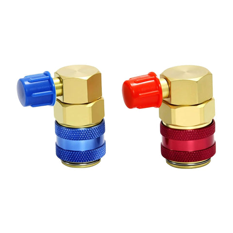 Quick Coupler For One Quarter Inch SAE Flare Fittings, Brass Freon R134A Adapter Kit With High Low Manifold Gauge Connector