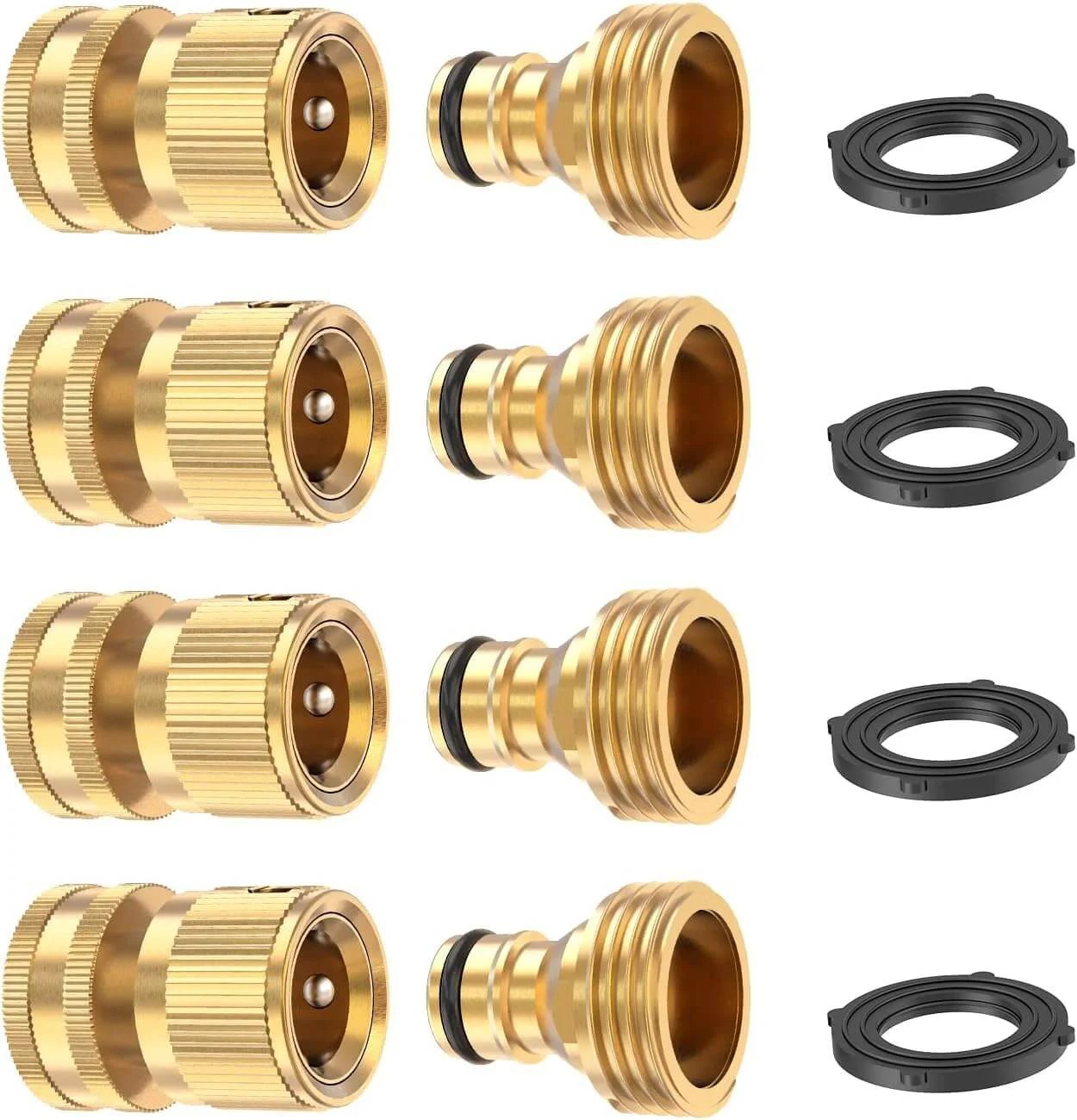 Solid Brass Garden Hose Quick Connect Set for Quick Us...