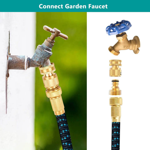 Solid Brass Garden Hose Quick Connectors Three Quarter Inch Thread Fittings No Leak Water Hose Male And Female Easy Connect