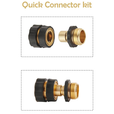 Heavy Duty Three Quarter Inch Garden Hose Quick Connectors Set 2 Pack With Male And Female Fittings Premium Aluminum Universal Fit