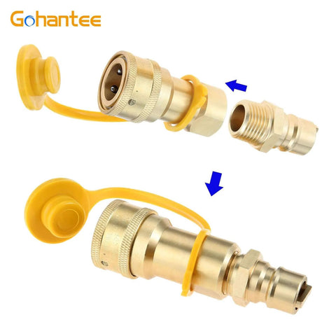 One Half Inch Brass Gas Quick Connect Kit With Male Insert Plug, Natural Gas And Propane Quick Connect Adapter for secure hose connection