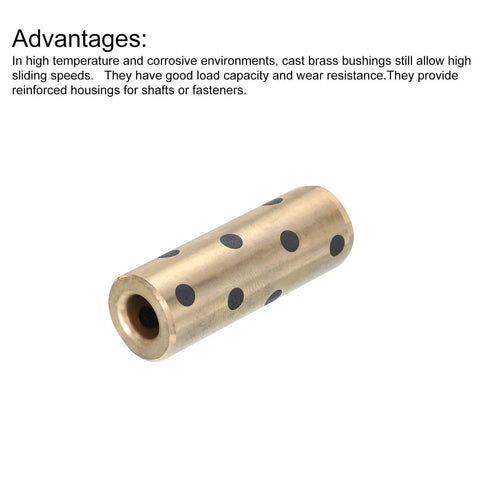JDB Oilless Graphite Brass Bearing Sleeve Pack of 2 With 6mm Bore 12mm Outer Diameter 35mm Length for Linear Motion