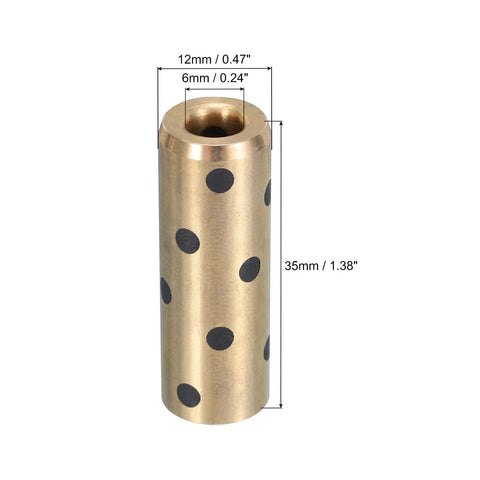 JDB Oilless Graphite Brass Bearing Sleeve Pack of 2 With 6mm Bore 12mm Outer Diameter 35mm Length Self Lubricating Plain Bearing