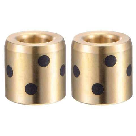 Wrapped Oilless Brass Graphite Sleeve Bearings Set of 2, 8mm Bore, 15mm Outer Diameter, 15mm Length, Self Lubricating Bushings