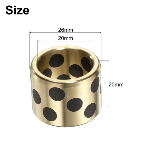3 Pieces Sleeve Bearings 20mm Bore, 26mm Outer Diameter, 20mm Height Self Lubricating Cast Brass Graphite Bushings