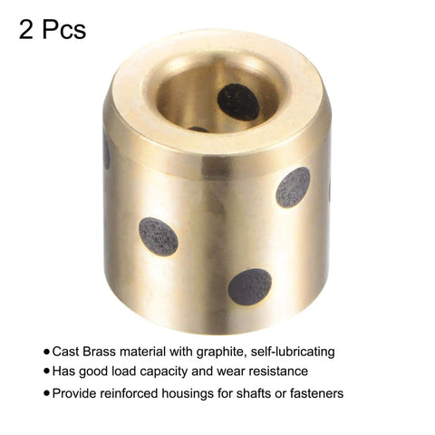 Wrapped Oilless Brass Graphite Sleeve Bearings Set of 2, 8mm Bore, 15mm Outer Diameter, 15mm Length, Self Lubricating Bushings