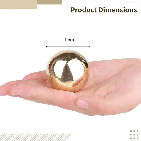 Brass Balls For Hand Exercise - 1.5 Inch Copper Balls held in hand for grip and finger strength, stress relief tool, smooth and portable design