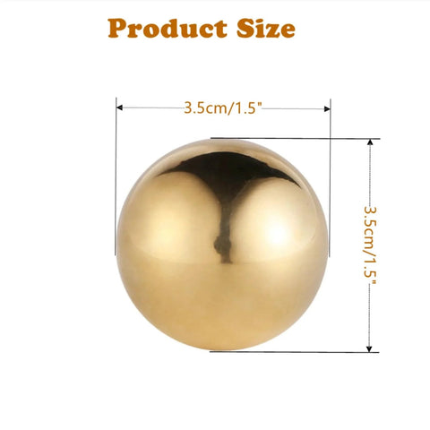 2 Pcs Brass Balls,Hand Therapy Balls,Brass Exercise Ball Exercise Hand Therapy Balls Golden Solid Ball showing 1.5 inch size