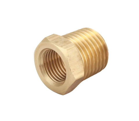 Beefy Brass Reducer Hex Bushing Set One Quarter NPT Male To One Eighth NPT Female Threads For Plumbing And Fluid Transfer