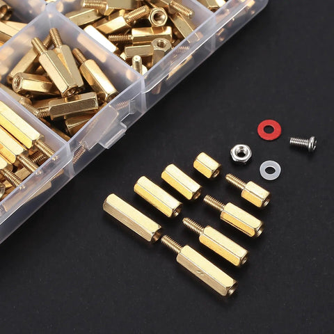 503 Piece M2.5 Brass Hex Spacer Standoff Kit With Male And Female Nuts For Electronics DIY Projects And PCBs, gold tone