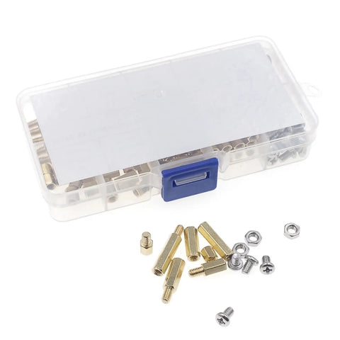 M4 Brass Hex Spacer Standoff Kit With Screws And Nuts 160 Pieces Male-Female Includes Plastic Storage Box M4 Thread 0.7mm Hex Size
