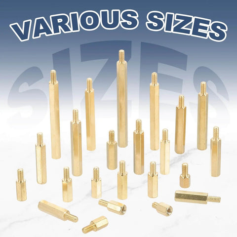 Brass Hex Standoff Spacer Set 50 Pcs M3 Threaded Spacers for Drones and PCBs with various sizes on display